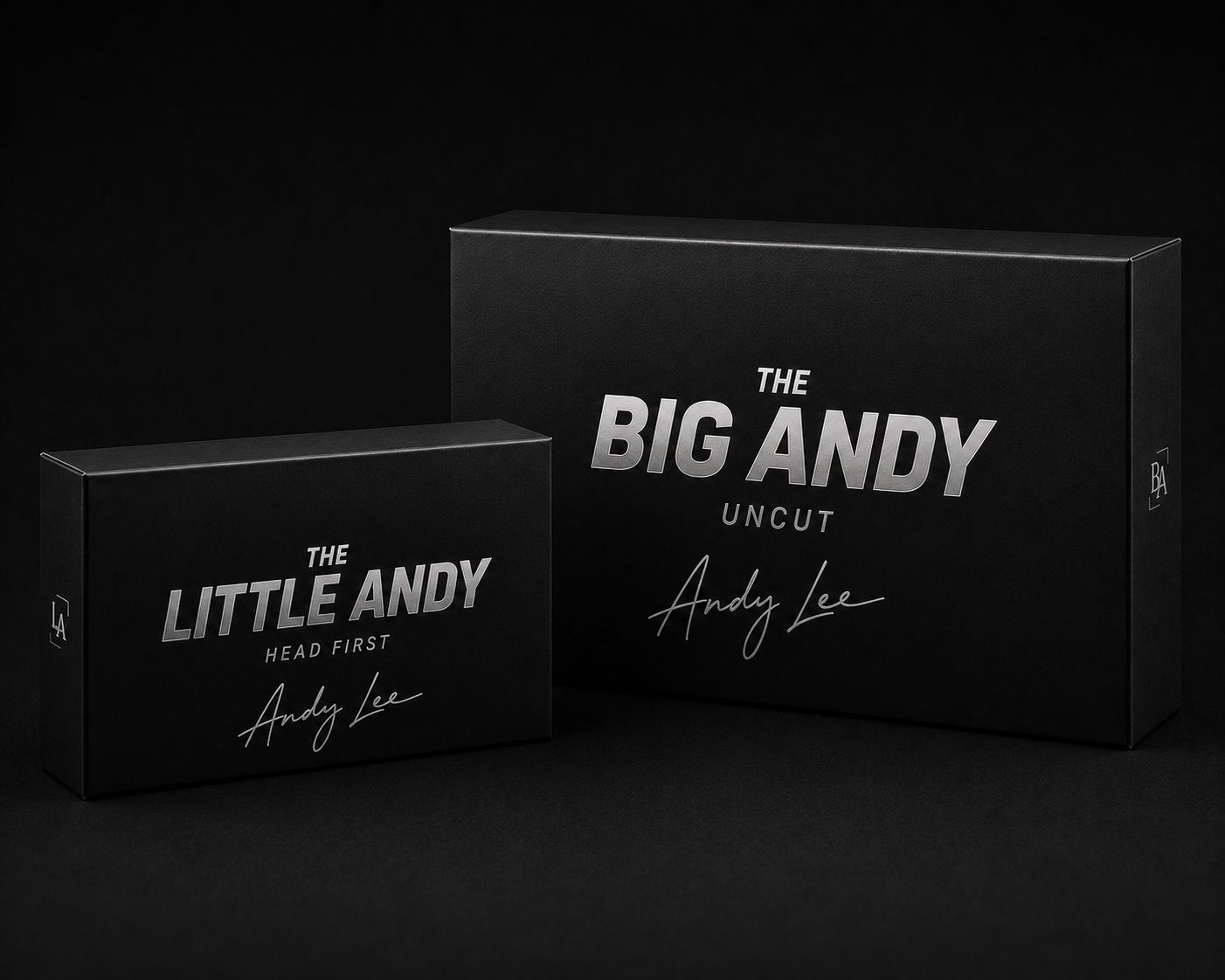 The Big Andy and The Little Andy presentation boxes, closed.